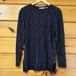 Anthropology eight eight eight  Cable Knit Sweater Gray & Black Cotton L